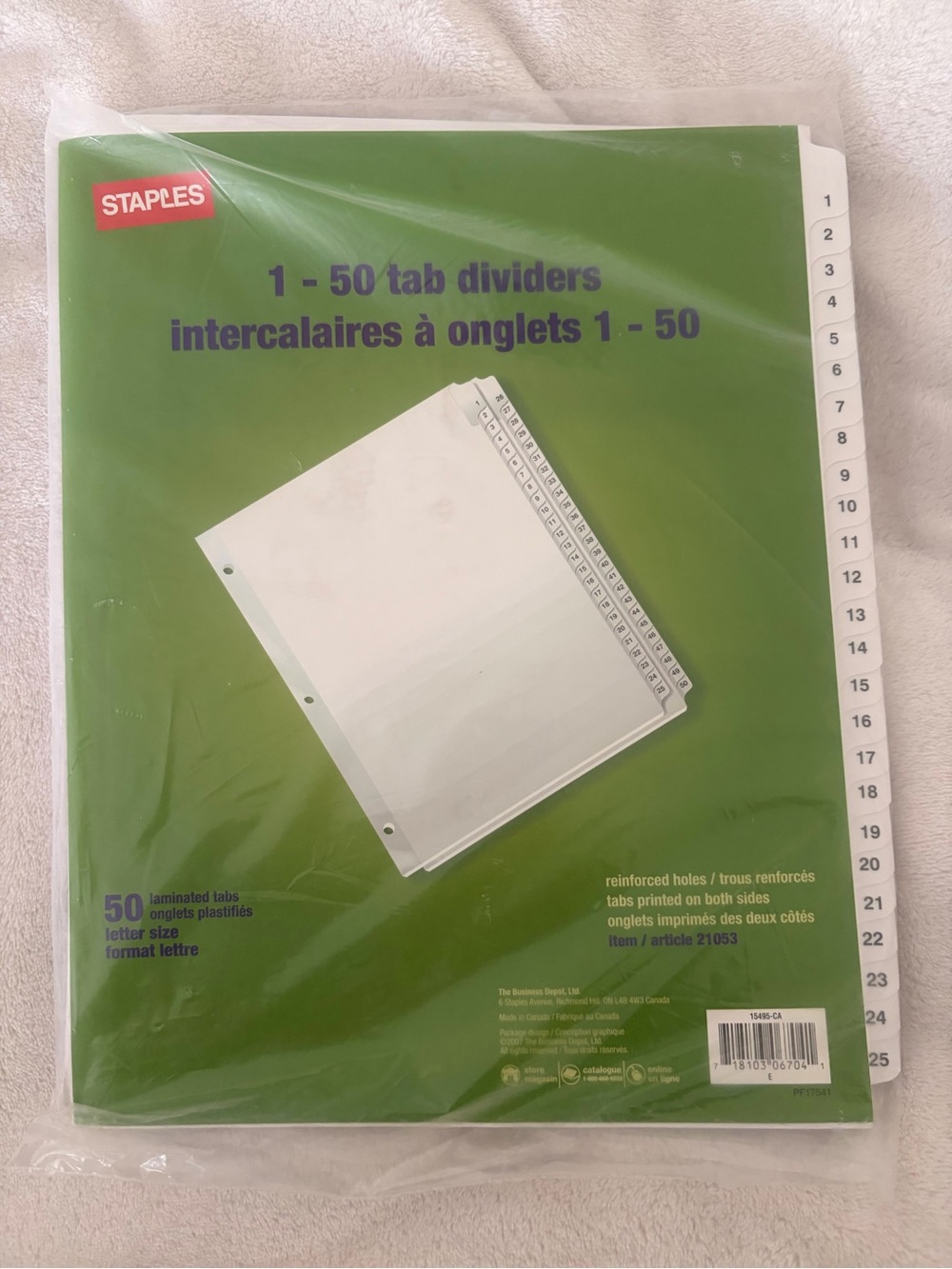 Staples 1-50 Numbered Tab Dividers – White 2 Sets Available